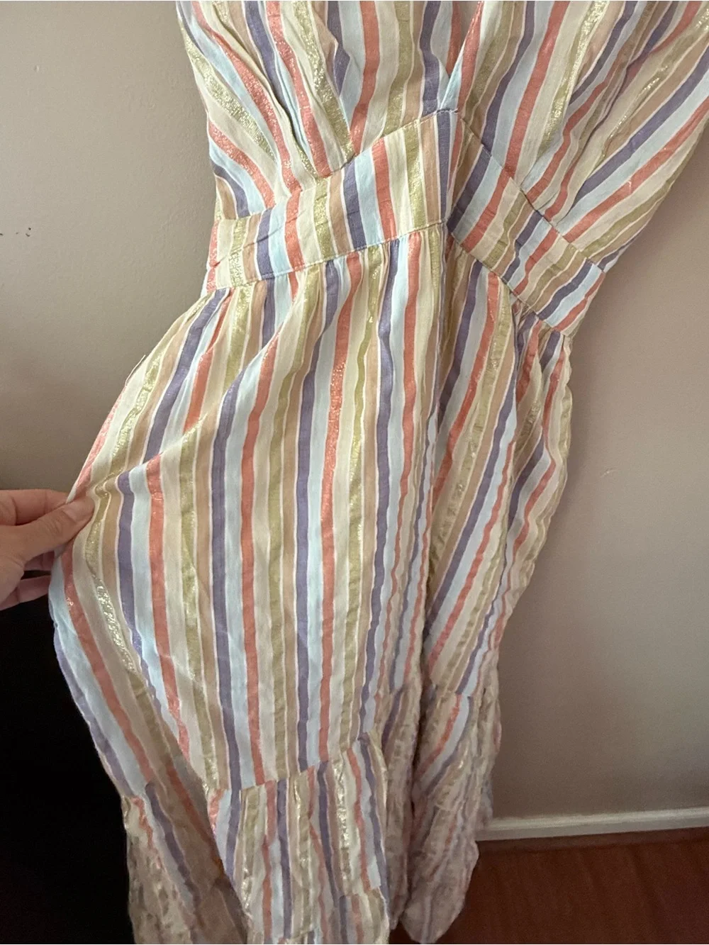 Boden metallic stripe maxi dress size 4 nwt style D0638